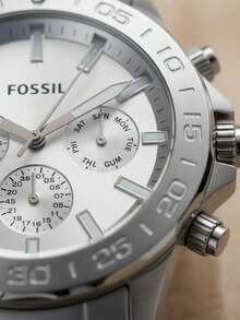 Fossil Men's All-Silver Stainless Steel Watch, With Multi-Functional Date Display, Large Dial Business Sports Watch BQ2490 - Silver - View 6