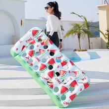 1 pieza Flotador inflable para piscina, hecho de material PVC, con elementos de limón y sandía de diseño hueco, adecuado para viajes, vacaciones, fiestas en la piscina, estilo de bomba al azar - Cama flotante con forma de agujero de fruta - Ver 6