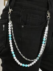 Men's And Women's Universal Punk-Style Belt With Chain, Multi-Layered Beaded Pearl Wallet Chain, Denim Accessory Jewelry - Multicolor - View 4