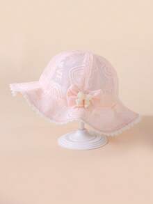 1pc Toddler Large Brim Bow Decor Jacquard Sun Hat, Versatile Princess Style Sun Protection Hat For Spring & Summer - Bow - View 11