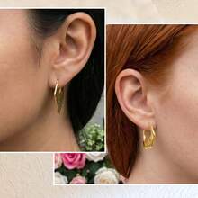 6 Pairs Stainless Steel Exaggerated Large Hoop Earrings Set, Multi-Style Earring Combination, Fashionable Accessories Suitable For Daily Wear - Multicolor - View 5