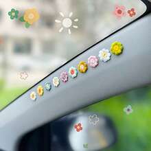 10 pièces Mini autocollants de fleurs tricotées, décoration florale colorée pour l'intérieur de la voiture, accessoires automobiles - Multicolore - Voir 6