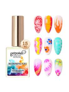 15毫升绽放凝胶指甲油套装 - UV/LED大理石纹花卉图案美甲套装，打造扎染效果 | 女士美甲护理礼盒套装，沙龙/家用 - 無色 - 查看 8