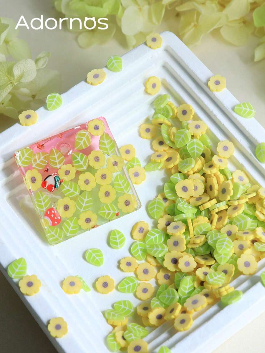 10g/Túi Mảnh đất sét polymer kiểu mùa xuân Phụ kiện DIY Mảnh đất sét polymer hình lá hoa màu vàng Chất độn nhựa epoxy Mảnh vụn Ngày xuân hè Trang sức thủ công Khuôn silicon Chất độn nhựa - Nhiều màu - Xem 1