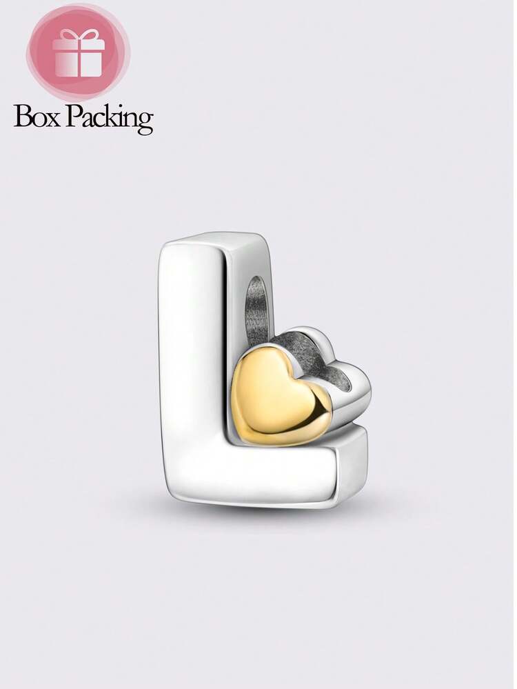 1 Pieces Original Design Silver Color Charms Beads Letter Series Beaded Jewelry, Selected Alphabet Beads, Allowing You To Spell Out Names, Initials, Meaningful Words Or Secret Messages That Hold Special Significance. The Smooth, Polished Beads Are Paired With Delicate Golden Heart Electroplated Accents - Multicolor - View 15