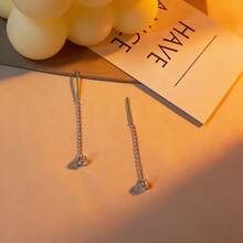 1对S925纯银奢华心形锆石耳环，镶嵌合成锆石，优雅高贵的珠宝礼物 - 銀色 - 查看 4