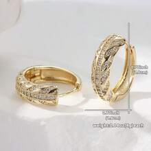 Elegant Retro Copper Hoop Earrings, Inlaid With Sparkling Cubic Zirconia - Casual Outfit Accessory And Great Gift - Gold - View 6