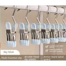 5 Portable Hangers, Stainless Steel Clothes Clips, Wardrobe Organizer Hangers, Suitable For Balcony, Outdoor, Wardrobe Organization, Room Decoration, Storage Items, Organizing Pants, Shoes, Jeans, Boots, Skirts, Minimalist Style - 查看 5