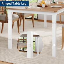 Mesa de cocina de madera de 79 pulgadas de largo para 6-8 personas, mesa de comedor industrial con estructura metálica resistente, mostrador rectangular para cenar, cocina, comedor - 2m - Blanco + Color Imitación Madera - Ver 5