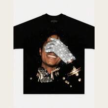Jackson Glove Graphic T-Shirt Vintage 90s Tee Suitable For Summer, Spring Outfits, Easy Comfort,  Layers Summer  For Girls, Stylish Kids, Casual Wear, Kids Graphic Tees,  Spring Clothes Kids Girls Clothing Mommy And Daughter Matching Outfit - 黑色 - 查看 1