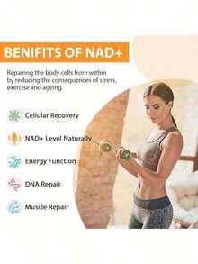Reus Research NAD+ Supplement 80 Capsules |     Anti-Aging, Cellular Energy & Mental Focus Boost |     Clinically Studied NMN Alternative, Longevity & Skin Vitality Support - 1瓶 - 查看 3
