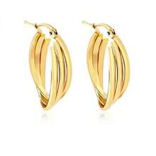 Women's Stainless Steel Overlapping Triple Hoop Earrings - Multicolor - View 1