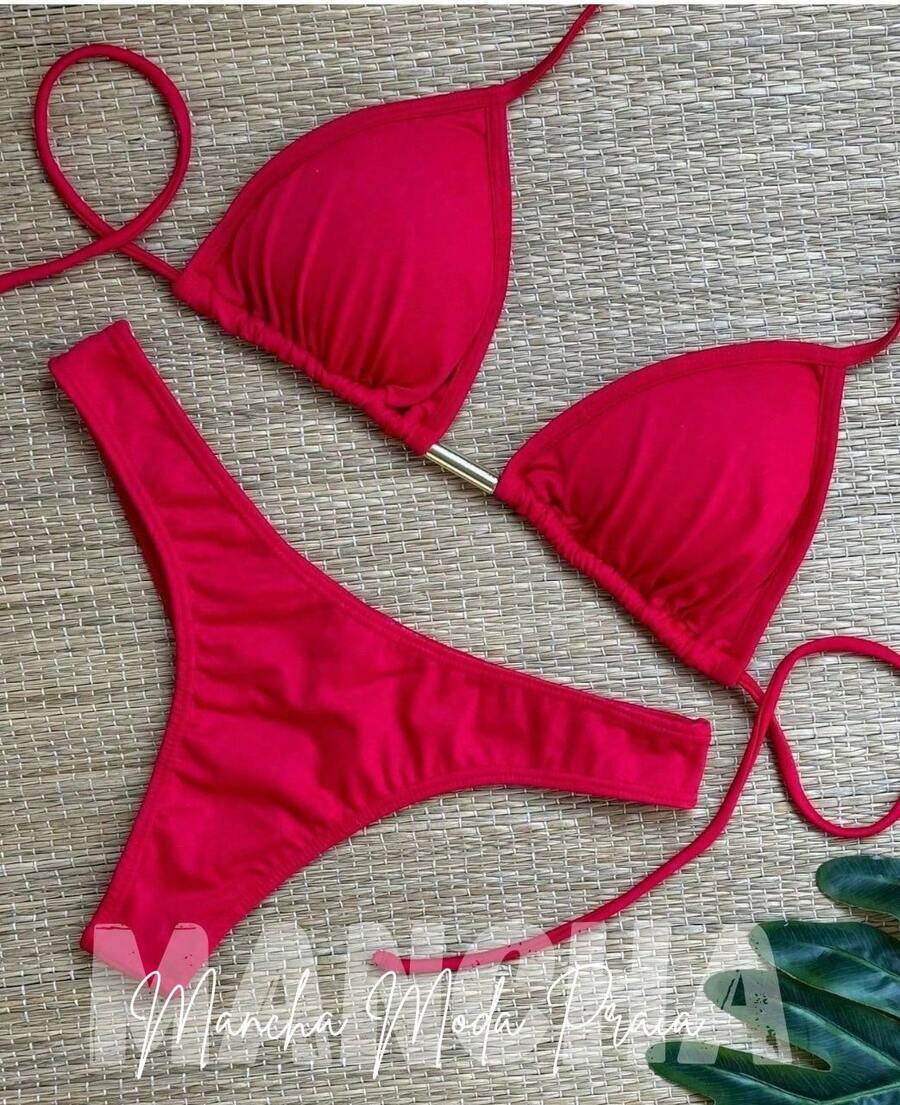 Polyamide Bikini With Lined Cups - S, M, L, XL - Red - View 1