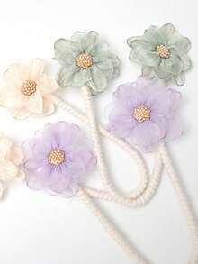 1/2 Stück realistische Rosenblumen Vorhanghalter, Vintage romantische Vorhangseile, lebensechte florale Vorhanghalter, elegantes Design, ohne Bohren erforderliche dekorative Vorhangaufhängung, geeignet für Schlafzimmer, Wohnzimmer, Hochzeit, Jahrestag Dinner Dekoration, Gartenstil - Verschiedenfarbig - Übersicht 11