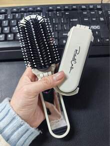 1pc White Foldable Comb With Built-In Mirror, Portable Travel Hair Brush, Easy Storage, Gift For Women, Hair Brush, Hair Clip, Hairdressing Tool, Hair Care Products And Accessories, Travel Essentials, Back To School, Holiday - Multicolor - View 13