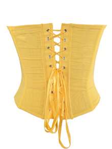 Áo croptop corset lưới xuyên thấu màu trơn gợi cảm Yuwenier, áo bustier không dây có gọng và dây buộc phía sau, trang phục dự tiệc/lễ hội/Halloween, trang phục đi nghỉ hè cho nữ. - Màu vàng - Xem 3