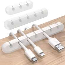 Lot de 3 pinces à câbles auto-adhésives en silicone, pour câble de charge USB de bureau, cordon d'alimentation, fil de souris, organisateur de câbles pour PC, bureau et maison - Multicolore - Voir 10