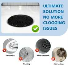 ZOOY Shower Drain Hair Catcher, 2 Pack 5.5 Inch Silicone Large Drain Cover, Bathroom Hair Drain Catcher, Flat Anti-Clog Hair Trap For Shower, Bathtub, Tub &Amp; Sink Hair Strainer(Black) - ColorA - View 5