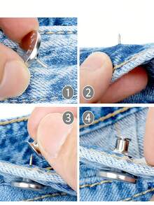 10/20pcs Nail-Free Adjustable Jeans Button Set, Seamless Removable Denim Buttons, Waist Tightener For Pants & Jeans, No Sewing Required - Multicolor - View 5