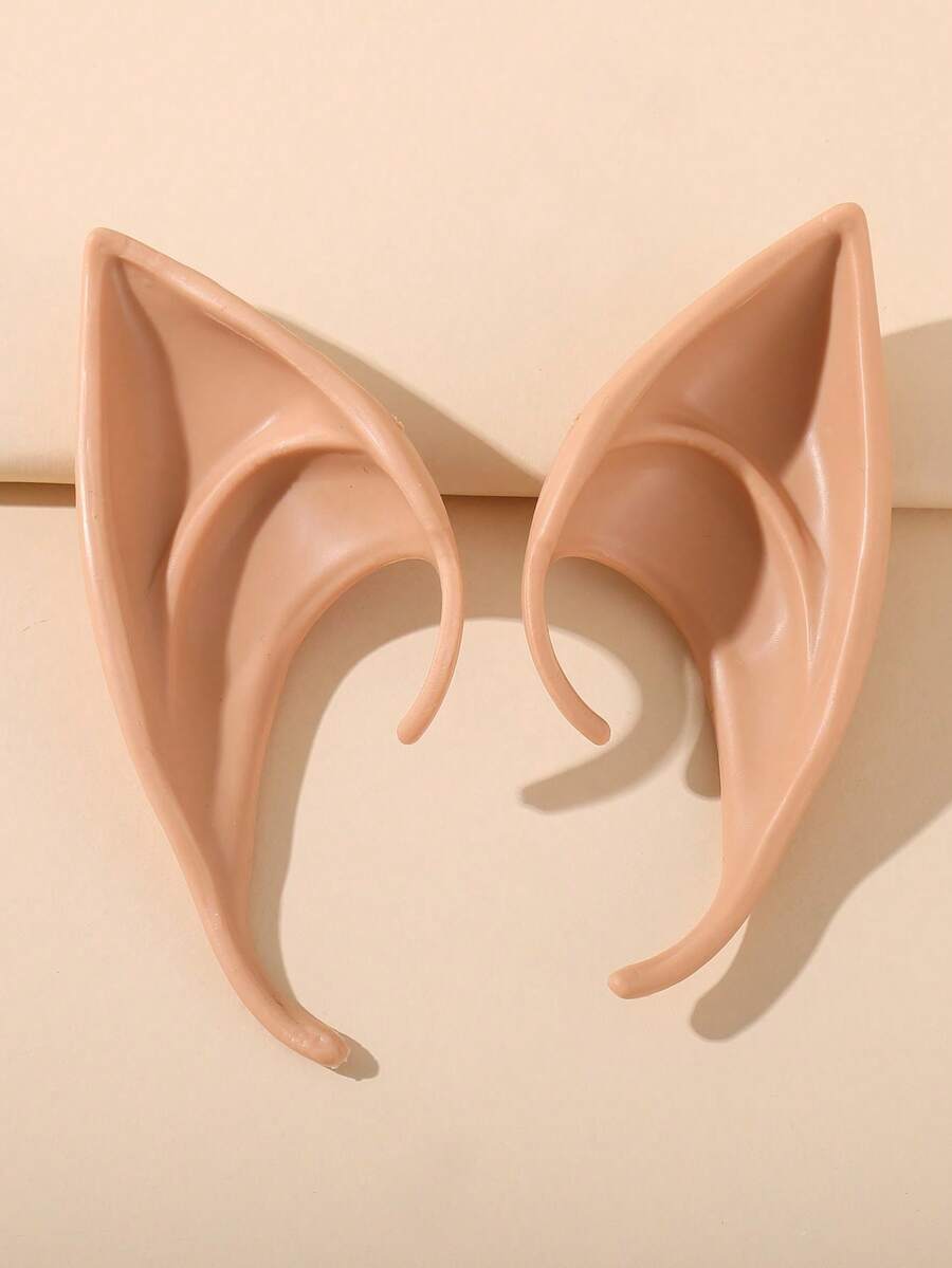 1 Pair Fashionable Minimalist Exaggerated Elf Ear Shaped Plastic Earrings For Parties And Festivals - Camel - View 1