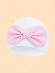 2pcs Baby Summer Lightweight Bow Decor Beanie Hats, Cute & Playful, Comfortable Breathable & Convenient For Hospital, Nursery, Outings, Suitable For 0-3 Months Infants, Multi-Color Options - Multicolor - View 8