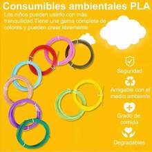 Bolígrafo de impresión 3D, suministros de pintura 3D de grafiti DIY, retracción de un solo botón ajustable a 3 velocidades, adecuado para niños y niñas de 6 a 12 años, regalo de cumpleaños creativo (incluye Fflamento Pla De 12 Colores) - Azul - Ver 7