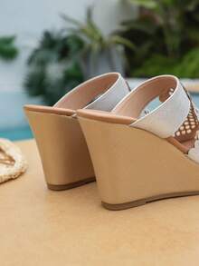 1 Pair Girl's Comfortable Fashion Wedge Slip-On Sandals, Suitable For Outdoor Leisure In Summer - Silver - View 5