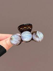 2pcs Tie Dye Pom Pom Hair Clips, Medium Shark Claw Clips, Elegant Princess Hairstyle Accessories - Multicolor - View 9