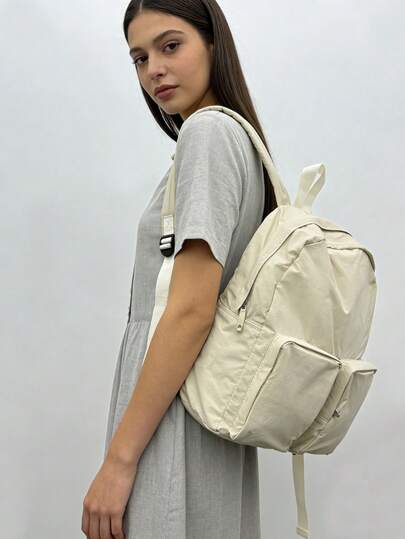 حقيبة ظهر بسحاب وطيات 2025 الجديدة، سعة كبيرة للطلاب والكاجوال، من قماش النايلون مقاوم للماء، متوفرة بألوان متعددة