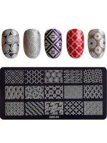 1pc Geometric Nail Stamping Plate, 12*6cm Triangle & Line Nail Art Template, Abstract Line Reusable DIY Manicure Stencil For Nail Salon & Home Use - Multicolor - View 8