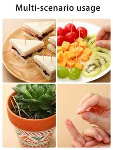 100/300/500pcs Flat-Ended Bamboo Picks, Handmade Bamboo Sticks, Suitable For Removing Food Debris After Meals - Primary Color - View 11