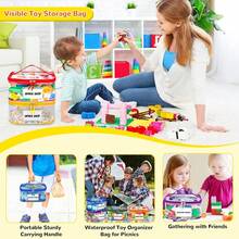 6件装彩色积木收纳袋，双拉链带提手 - 防水整理袋，适用于收纳小零件、玩具、桌面游戏、拼图、儿童房用品 - 彩色 - 查看 2