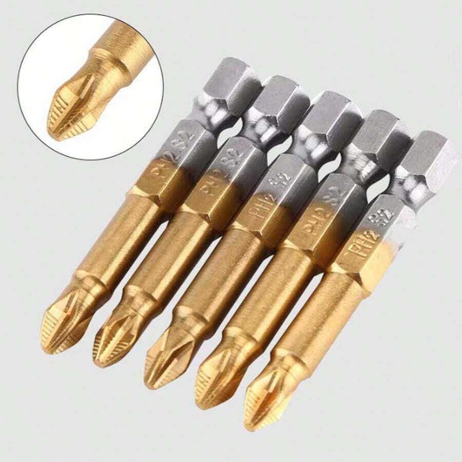 [S2 Titanium Coated Anti-Slip Drill Bits] PH2 Cross Electric Screwdriver Bits, Household Electric Screwdriver Bits, Hexagonal Shank Impact Drill Accessories, High Hardness And Durable