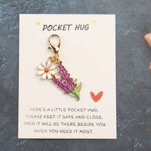 1件/5件装花束钥匙扣套装，附赠口袋拥抱卡，樱花和牡丹吊坠可爱花朵钥匙扣套装，向日葵钥匙扣，创意情侣礼物，可爱包包和拉链配件，生日，派对，教师节，感谢礼物。 - 彩色 - 查看 3