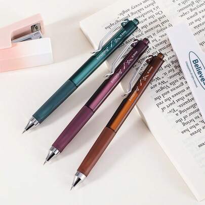 3 Pieces Per Box, Marker Pens, Popular High-Appearance Press-Type Marker Pens. Essential For Starting School. Must-Have Pens For Back To School. Smooth-Writing Pens. Suitable For Office, Study, Note-Taking, Writing And Exams, Back-To-School Supplies, Popular Pens For Students And Offices.