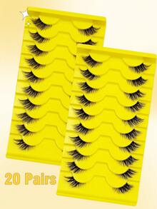 10/20对自然半猫眼透明假睫毛，蓬松轻盈3D逼真假睫毛条，适合角色扮演、开斋节、派对、婚礼、伴娘、旅行、度假、海滩妆容 - 黑色 - 查看 8