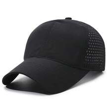 1pc Summer New Lightweight Breathable Quick-Dry Adjustable Perforated Visor Cap, Men's Hiking Sun Protection Baseball Hat - A - View 6
