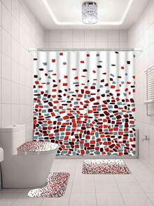 ANSIO 浴室浴帘 - 防霉 - 马赛克红，180 x 180 厘米（71 x 71 英寸）| 防水面料 | 100% 涤纶 - 多色 - 查看 7
