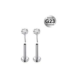AVYRING 2Pcs 20G/18G/16G G23 Titanium Threadless Nose Stud Earrings Flat Back Tiny CZ Small Nose Helix Cartilage Tragus Conch Labret Medusa Monroe Piercing Jewelry For Women Men - White Zirconium - View 9