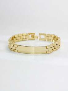 1pc 14K Gold Plated Personalized Simple Fashion Watch Strap Bracelet | Mature Business Geometric Bracelet For Men Daily Holiday Party Wear Best Gift - Gold - View 14