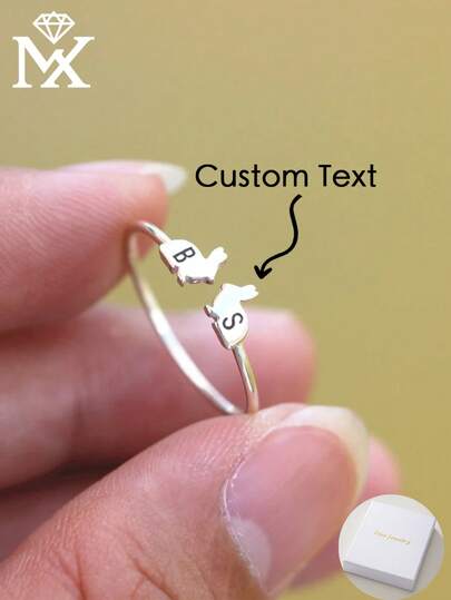 Personalised Laser-Engraved Rabbit Rings, Monogrammed Initial Rings, Exquisite Rabbit Rings, Easter Gifts, Bespoke Jewellery, Mother's Day Presents, Best Friend Gifts