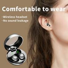 超紧凑隐形迷你无线耳塞 - 时尚黑色、无眩光设计、隐形耳机、无线连接、触摸控制、带 USB-C 充电盒 - 适合睡眠，男女通用 - 彩色 - 查看 7