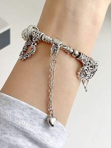 1pc New Heart Flower Pendant Metal Bracelet Strap Compatible With Apple Watch Band 38mm 40mm 41mm 4mm 44mm 45mm 49mm (S10 42)Mm (S10 46)Mm Women's Fashion Minimalist Bracelet Watch Strap Compatible With Iwatch Series 11 Ultra 3 SE3 Ultra 2 S10 SE2 9 8 7 SE 6 5 4 3 2 1,Fine Women Fashion Watch Accessories. - Multicolor - View 5