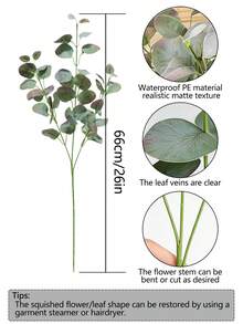 1/3 Pcs Artificial Leaves, Realistic Touch Artificial Eucalyptus Branches, 26 Inches (Approx. 66 Cm) Silver Dollar Eucalyptus Stems, Green Plants, Eucalyptus Leaf Sprays, Green Silk Plastic Plants, Artificial Floral Plants - Multicolor - View 1