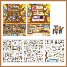 1 Pack, My Little House Series No.25 Landscape Stickers, Apple House And Tree House Design, Suitable For Scrapbooking Accessories, Notebook Stickers, Phone Cases, Water Bottles, Albums, Diaries, Notebooks, Trash Diaries, Arts And Crafts Decorative Stickers, Scrapbooking Stickers Scrapbook Supplies Stationery Funny Stickers Kindle - Sticker - View 13