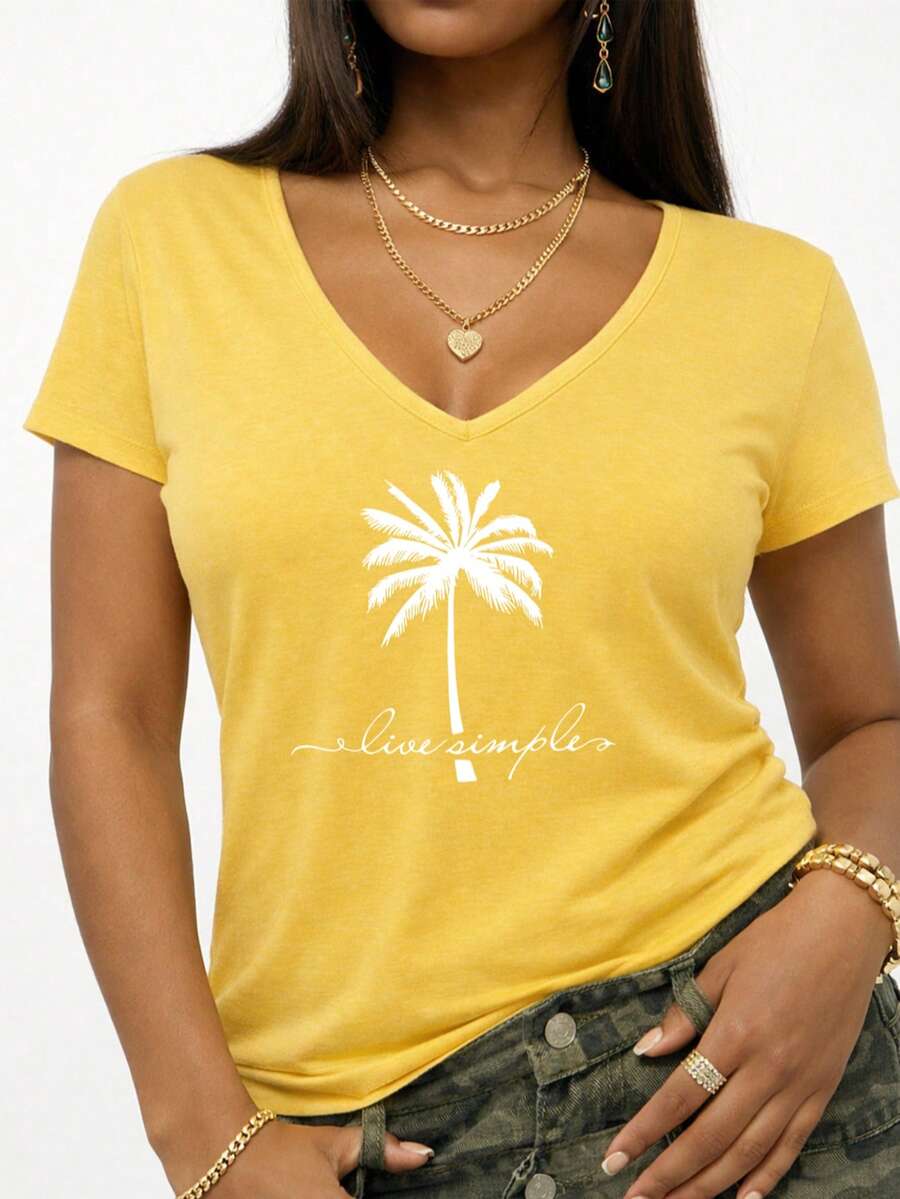 Plus Size Women Clothes, V-Neck T-Shirt, Summer Outdoor Clothing, Vacation Wear, Gray, V-Neck, Sleeveless, Sizes 0XL-5XL, Suitable For Spring And Summer Wear, Country Music Concert Attire, Plus Size Top, Plus Size T-Shirt, Women's Top, Plus Size Vest. St Patricks Day Women - 橘色 - 查看 1