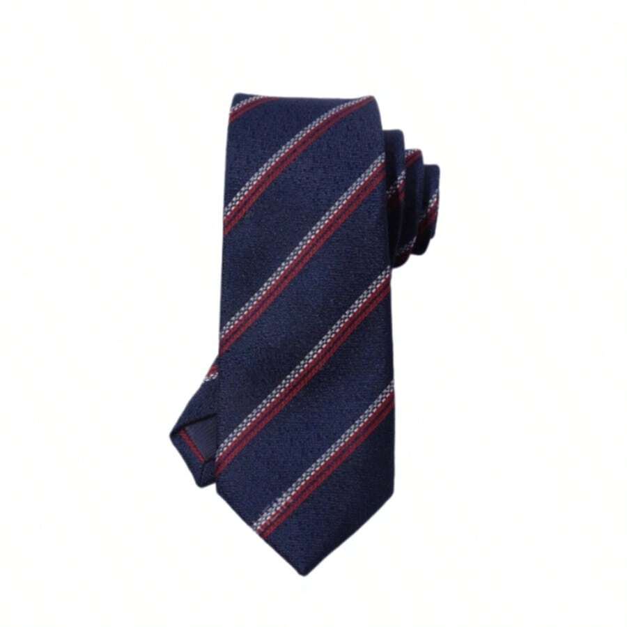 1条男士时尚密织斜纹极简领带，适合商务和休闲场合穿着 - 彩色 - 查看 1