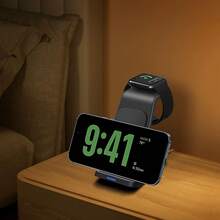 三合一充电站，15W无线充电支架，多功能快充站，兼容 17/16/15/14/13/12/11 Pro Max，兼容 Ultra 11/10/9/8/7/6/5/4/SE/3/2，兼容 Pro 4/3/2，便携式充电站 - 黑色 - 查看 9