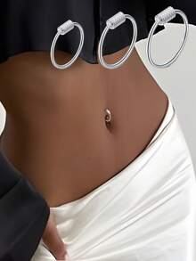 1件S925纯银肚脐夹，女士肚脐环，简约优雅，适合任何场合，性感百搭 - 單隻 - 查看 1