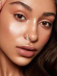 ORAZIO 12Pcs Unisex Silver Non-Piercing Fake Nose Ring Hoops | CZ Dangle Clip-On Cartilage Tragus Cuff Jewelry - 彩色 - 查看 6